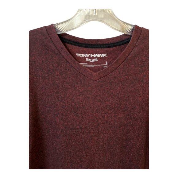 Tony Hawk Next Level Men’s V-Neck Performance T-Shirt Burgundy Large - Picture 2 of 5